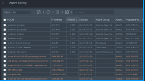 Agent Listing table, with unregistered nodes’ FQDNs in red/orange